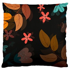 Flowers Leaves Background Floral Plants Foliage Large Cushion Case (two Sides) by Ravend