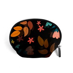 Flowers Leaves Background Floral Plants Foliage Accessory Pouch (small) by Ravend