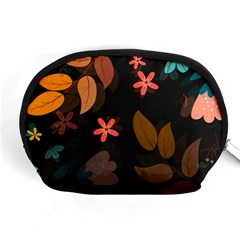 Flowers Leaves Background Floral Plants Foliage Accessory Pouch (medium) by Ravend