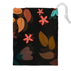 Flowers Leaves Background Floral Plants Foliage Drawstring Pouch (4xl) by Ravend