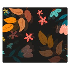 Flowers Leaves Background Floral Plants Foliage One Side Premium Plush Fleece Blanket (small) by Ravend