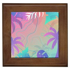 Palm Trees Leaves Plants Tropical Wreath Framed Tile by Ravend