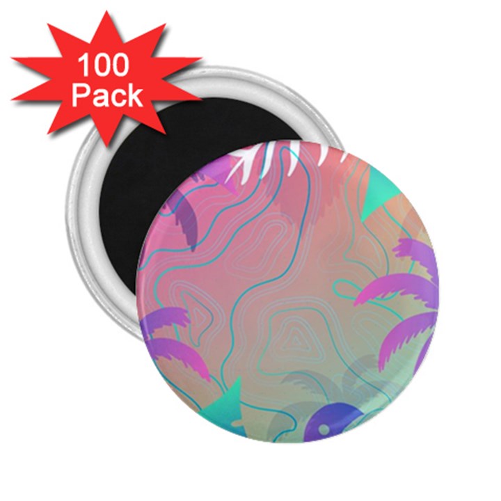 Palm Trees Leaves Plants Tropical Wreath 2.25  Magnets (100 pack) 