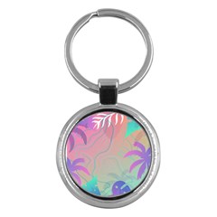 Palm Trees Leaves Plants Tropical Wreath Key Chain (round) by Ravend