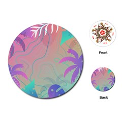 Palm Trees Leaves Plants Tropical Wreath Playing Cards Single Design (round) by Ravend