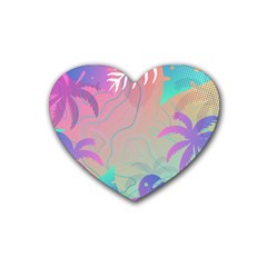 Palm Trees Leaves Plants Tropical Wreath Rubber Heart Coaster (4 Pack) by Ravend