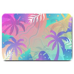 Palm Trees Leaves Plants Tropical Wreath Large Doormat by Ravend