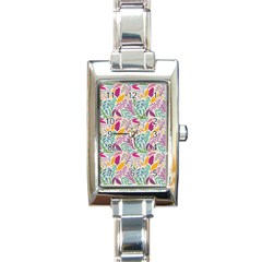 Leaves Colorful Leaves Seamless Design Leaf Rectangle Italian Charm Watch by Ravend