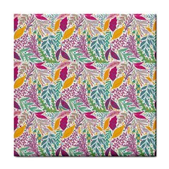 Leaves Colorful Leaves Seamless Design Leaf Tile Coaster by Ravend