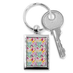 Leaves Colorful Leaves Seamless Design Leaf Key Chain (rectangle) by Ravend