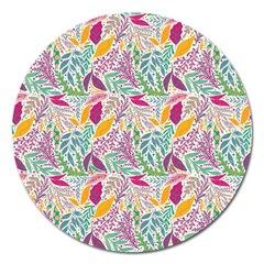 Leaves Colorful Leaves Seamless Design Leaf Magnet 5  (round) by Ravend