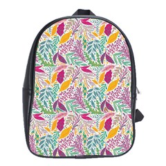 Leaves Colorful Leaves Seamless Design Leaf School Bag (large) by Ravend