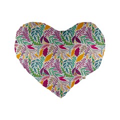 Leaves Colorful Leaves Seamless Design Leaf Standard 16  Premium Heart Shape Cushions by Ravend