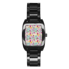 Leaves Colorful Leaves Seamless Design Leaf Stainless Steel Barrel Watch by Ravend