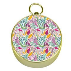 Leaves Colorful Leaves Seamless Design Leaf Gold Compasses by Ravend