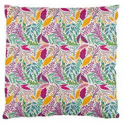 Leaves Colorful Leaves Seamless Design Leaf Large Premium Plush Fleece Cushion Case (one Side) by Ravend