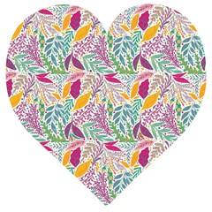 Leaves Colorful Leaves Seamless Design Leaf Wooden Puzzle Heart by Ravend