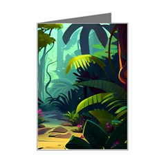 Rainforest Jungle Cartoon Animation Background Mini Greeting Card by Ravend