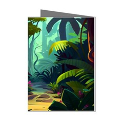 Rainforest Jungle Cartoon Animation Background Mini Greeting Cards (pkg Of 8) by Ravend