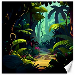 Rainforest Jungle Cartoon Animation Background Canvas 16  X 16  by Ravend