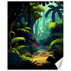 Rainforest Jungle Cartoon Animation Background Canvas 16  X 20  by Ravend