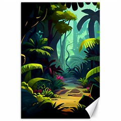 Rainforest Jungle Cartoon Animation Background Canvas 20  X 30  by Ravend