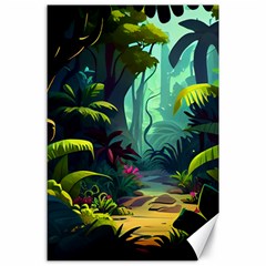 Rainforest Jungle Cartoon Animation Background Canvas 24  X 36  by Ravend