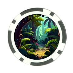 Rainforest Jungle Cartoon Animation Background Poker Chip Card Guard (10 Pack) by Ravend