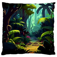 Rainforest Jungle Cartoon Animation Background Large Cushion Case (two Sides) by Ravend