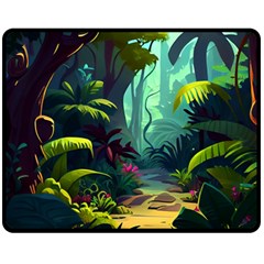 Rainforest Jungle Cartoon Animation Background Fleece Blanket (medium)