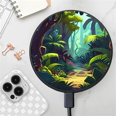 Rainforest Jungle Cartoon Animation Background Wireless Fast Charger(black) by Ravend