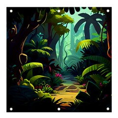 Rainforest Jungle Cartoon Animation Background Banner And Sign 4  X 4  by Ravend