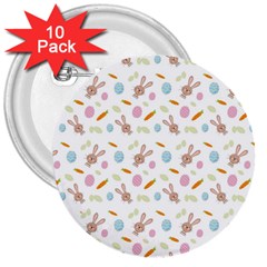 Easter Bunny Pattern Hare Easter Bunny Easter Egg 3  Buttons (10 Pack)  by Ravend