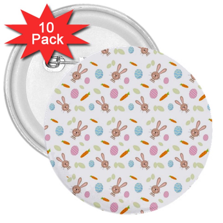 Easter Bunny Pattern Hare Easter Bunny Easter Egg 3  Buttons (10 pack) 