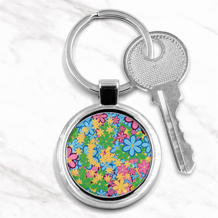 Flower Spring Background Blossom Bloom Nature Key Chain (Round)