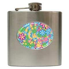 Flower Spring Background Blossom Bloom Nature Hip Flask (6 Oz) by Ravend