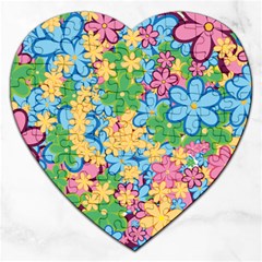 Flower Spring Background Blossom Bloom Nature Jigsaw Puzzle (heart) by Ravend