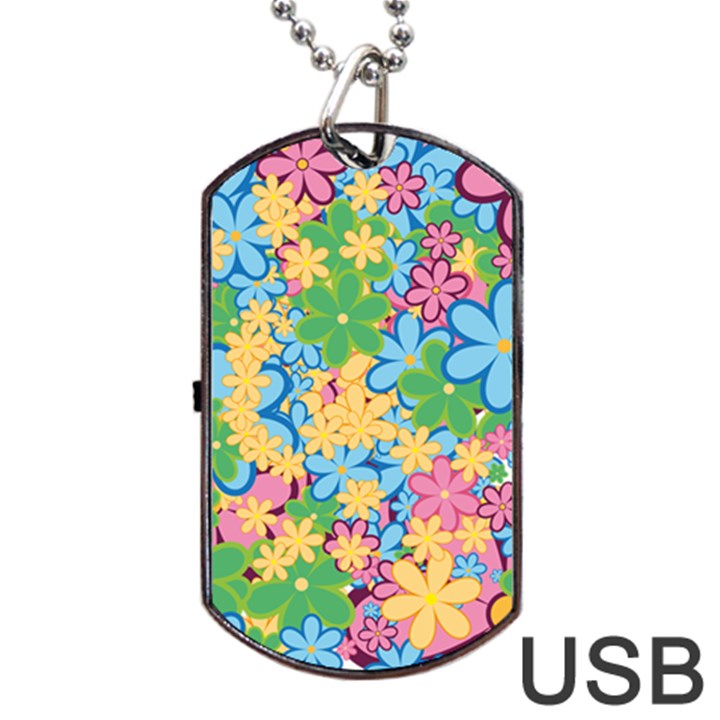 Flower Spring Background Blossom Bloom Nature Dog Tag USB Flash (Two Sides)