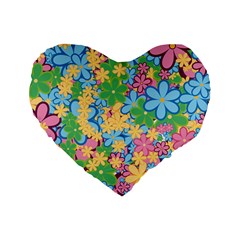 Flower Spring Background Blossom Bloom Nature Standard 16  Premium Flano Heart Shape Cushions by Ravend