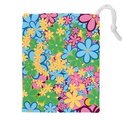 Flower Spring Background Blossom Bloom Nature Drawstring Pouch (4xl) by Ravend