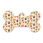 Happy Birthday Cupcake Pattern Lollipop Flat Design Dog Tag Bone (One Side) Front