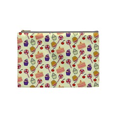 Happy Birthday Cupcake Pattern Lollipop Flat Design Cosmetic Bag (medium) by Ravend