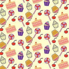 Happy Birthday Cupcake Pattern Lollipop Flat Design Play Mat (rectangle) by Ravend