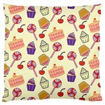 Happy Birthday Cupcake Pattern Lollipop Flat Design Large Cushion Case (Two Sides) Front