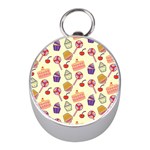 Happy Birthday Cupcake Pattern Lollipop Flat Design Mini Silver Compasses Front