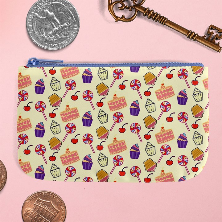 Happy Birthday Cupcake Pattern Lollipop Flat Design Large Coin Purse