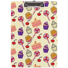 Happy Birthday Cupcake Pattern Lollipop Flat Design A4 Acrylic Clipboard by Ravend