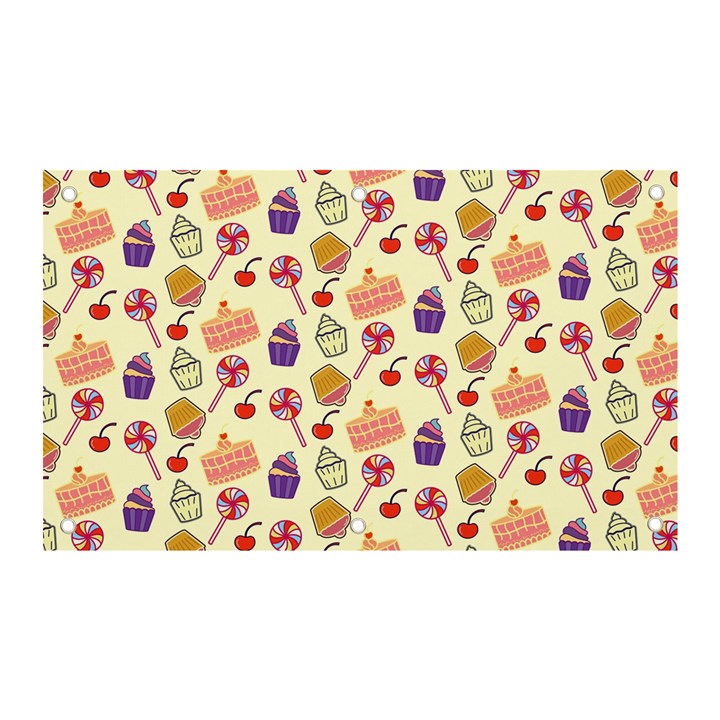 Happy Birthday Cupcake Pattern Lollipop Flat Design Banner and Sign 5  x 3 