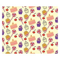 Happy Birthday Cupcake Pattern Lollipop Flat Design One Side Premium Plush Fleece Blanket (small) by Ravend