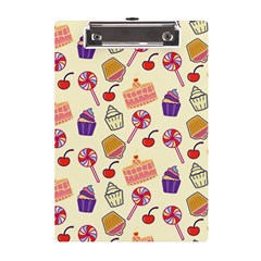 Happy Birthday Cupcake Pattern Lollipop Flat Design A5 Acrylic Clipboard by Ravend